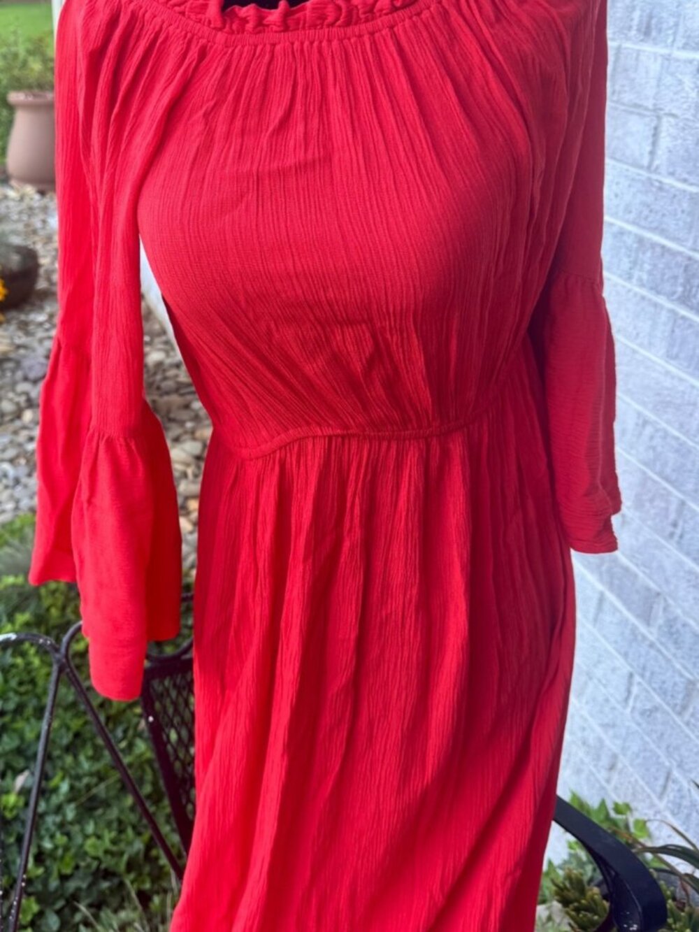 ASOS Peasant Dress Sz8 Cottage Core Tiered Orange boho festival ruffled hem/arms